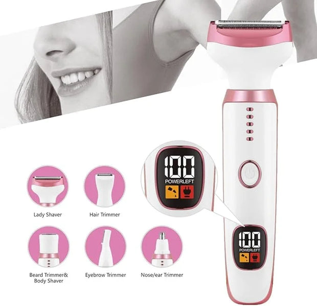 Electric Razors for Women, Bikini Trimmer for Women 5 in 1 Body Shaver for Nose Hair Face Eyebrow Arms Legs Armpit Underar...