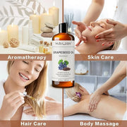 Organic Grapeseed Oil 16Oz: 100% Pure&Natural ColdPressed Carrier Oil USDA Certified Grape Seed Extract HexaneFree Unscent...