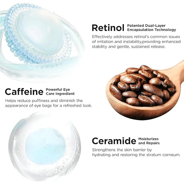 MOMOHOO Retinol Caffeine Under Eye Cream – Anti-Aging Eye Cream with Soluble Collagen for Puffiness, Wrinkles, and Under-E...