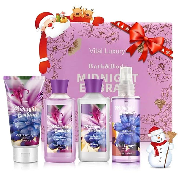 Midnight Embrace Bath & Body Kit, 3 Fl Oz, Ideal Skincare Gift Home Spa Set, Includes Body Lotion, Shower Gel, Body Cream,...