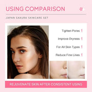 Skin Care Set JAPAN-SAKURA Women Beauty Gift Sets Skin Care Kit, Self-Care Skincare Set: Cleanser,Toner,Serum,Cream,Mud Ma...