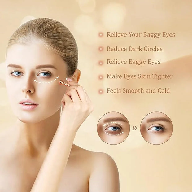 LISAPACK 4 Pack Metal Eye Cream Applicator, Eye Serum Roller Ball Massager Stick for Reduce Depuffer, Massage (Gold&Rose G...