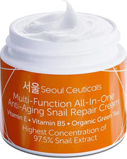 SeoulCeuticals Korean Skin Care 97.5% Snail Mucin Moisturizer Cream - K Beauty Skincare Day & Night Snail Repair Cream Fil...