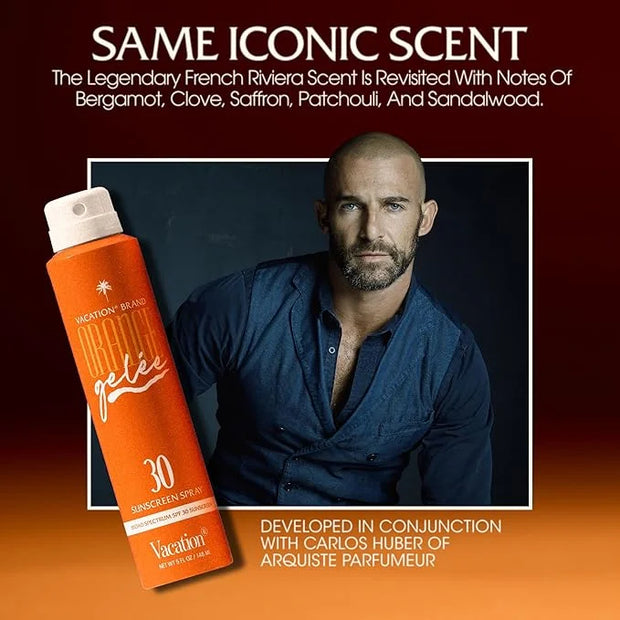 Vacation Orange Gelée SPF 30 Sunscreen Spray Oil & Air Freshener Bundle, Tanning Oil with SPF, Suntan Lotion Spray, Transp...
