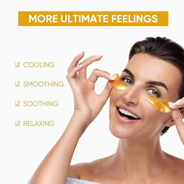 IREV 24k Gold Eye Treatment Mask 60PCS Under Eye Patch Cooling Under Eye Pads for Brightening Repairing and Refreshing You...