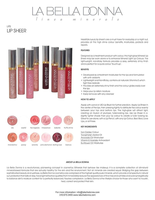 La Bella Donna High Gloss Mineral Lip Sheer Lip Gloss - Assunta - Product Image