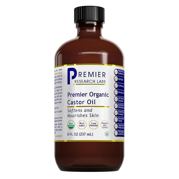 Premier Research Labs Castor Oil - Cold Pressed & Hexane-Free Castor Oil - Body Oil for Dry Skin & Hair - Castor Oil for B...