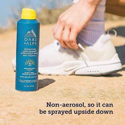 Oars + Alps Sunscreen Spray for Face & Body, SPF 30 Spray Sunscreen Infused with Vitamin C & Antioxidants, No White Residu...