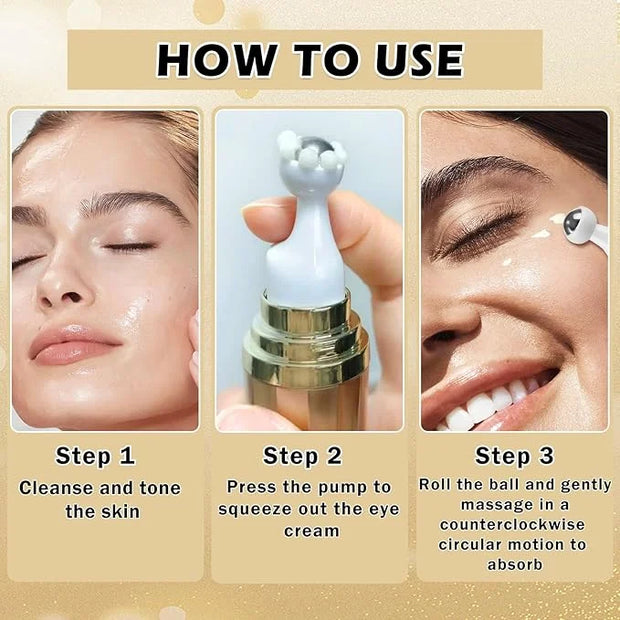 Eye Cream for Dark Circles Puffiness and Bags Eye Serum Eye Roller for Puffy Eyes Under Eye Cream for for Women Daily Skin...