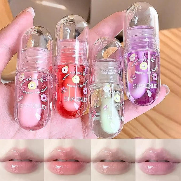 Non-Sticky Tinted Lip Gloss Oil Set,Moisturizing Lip Gloss,4Pcs Plumping Lip Oil,Fruity Lasting Nourishing Shiny Lip Oils ...