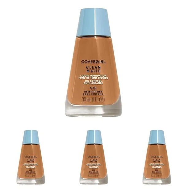 COVERGIRL Clean Matte Liquid Foundation, Deep Golden 570, Pack of 4 - Product Image