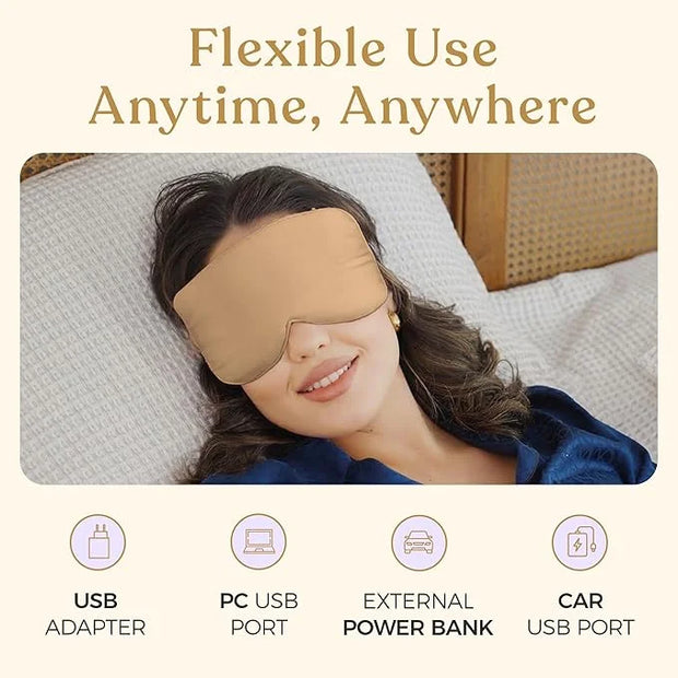 Heated Eye Mask for Dry Eye Relief - Stye Treatment, Warm Compress for Eyes, Sinus Mask, Electric Warming Patch - Champagn...