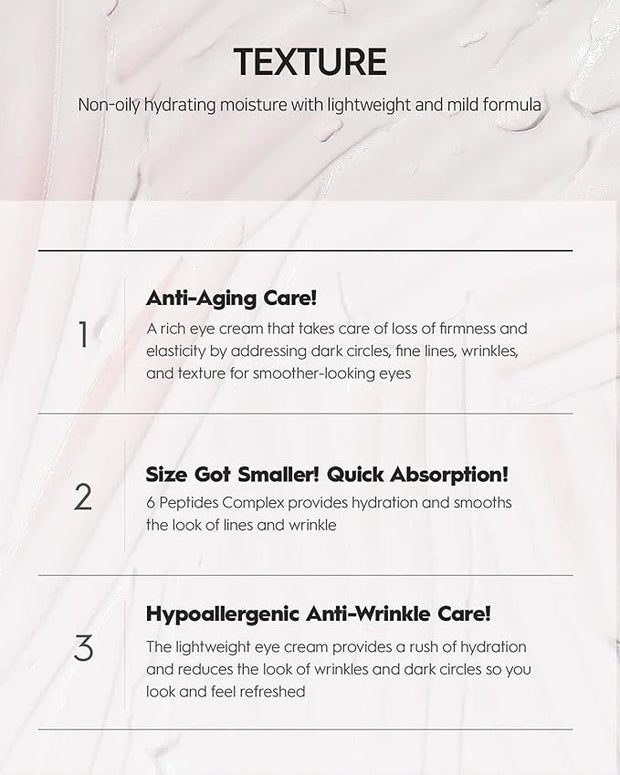 [K Beauty Snp] Peptaronic Eye Cream | Peptide and Hyaluronic Acid Eye Cream | Under Eye Cream for Dark Circles | Eye Repai...