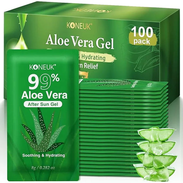 100 Pack Bulk Aloe Vera Gel, 99% Pure Aloe Vera Gel for Face, Hair, Skin, Body, Sunburn Relief, Hydrating Aloe Gel Travel ...