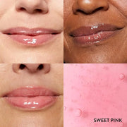 LAURA GELLER NEW YORK Fine Shine Glossy Lip Oil Duo, Sweet Pink + Glass Half Full - Clear Pink Lip Gloss with Hydrating Sq...