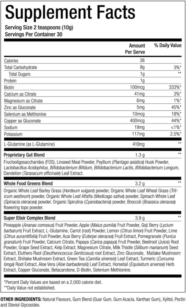 WelleCo The Super Elixir Daily Greens Powder, Probiotic Drink Mix with Whole Foods, Gluten Free, Vegan Gut Health Powder, ...