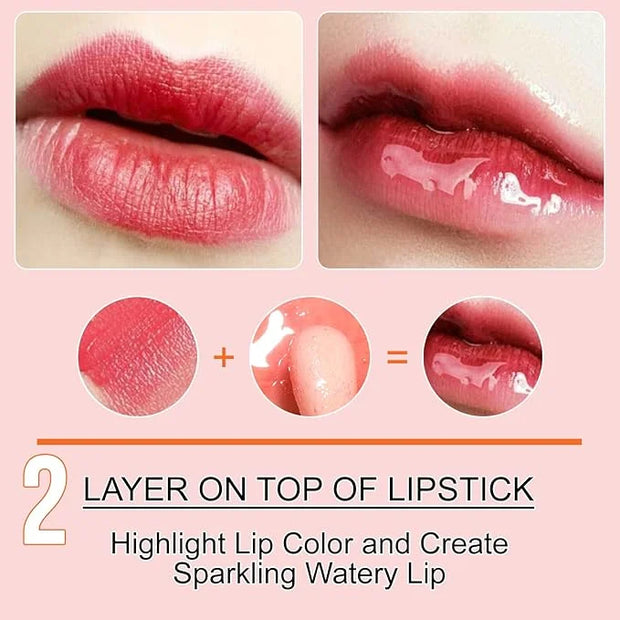 2PCS Hydrating Lip Glow Oil, Plumper Gloss, Moisturizing Oil, No-Sticky Transparent Plumping Gloss Tinted Balm for Care an...