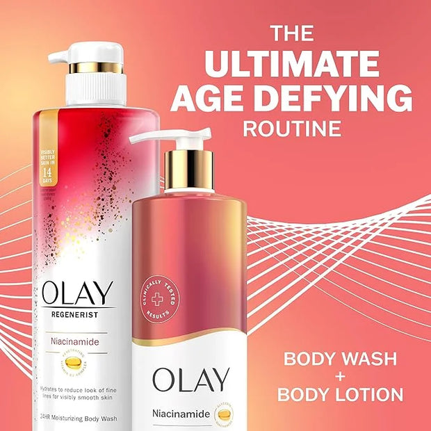 Olay Body Lotion for Women, Age Defying with Niacinamide Serum, Visibly Reduce Signs of Skin Aging, 24hr Moisture & Hydrat...