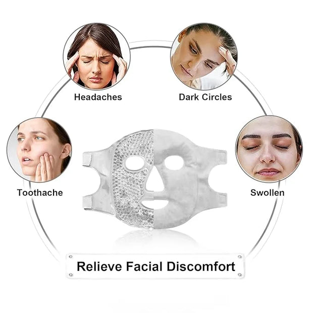Cold Face Eye Masks Ice Face Mask Hot Cold Compress For Dark Circles, Puffiness, Migraines, Headache, Stress, Redness, Coo...