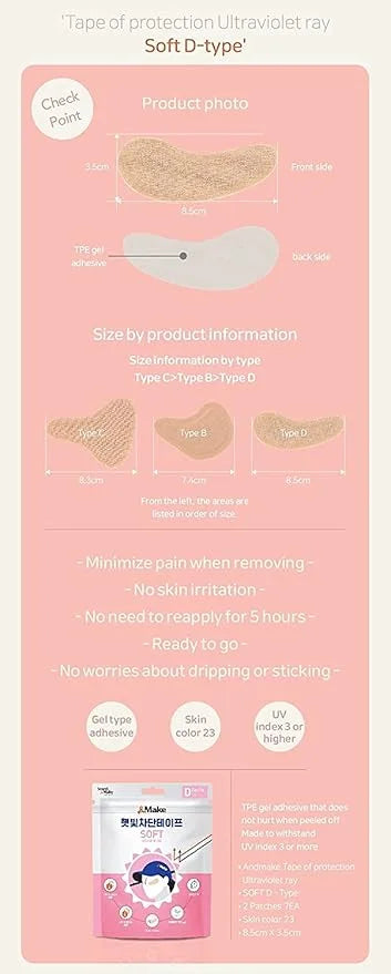 Searci&Make 99.8% sunscreen patch Hydro Cool Jumbo size, golf accessories gifts Sun Protection UV facial face tape (Soft D...