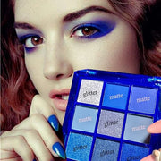 9-Color Glitter Matte Eyeshadow Palette, Silver Grey, Light Blue, Highly Pigmented Waterproof Corpse Bride Makeup for Blue...