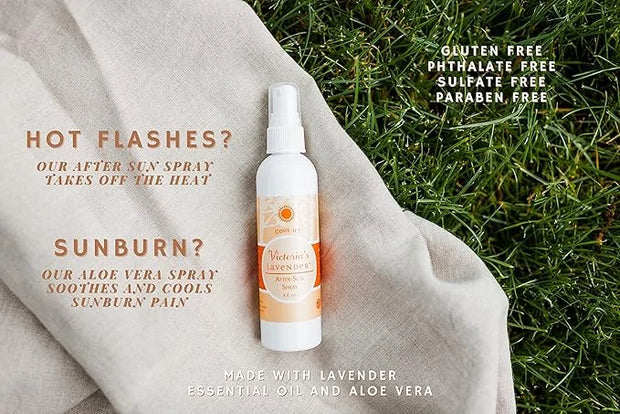 Victoria's Lavender Organic Aloe Vera Spray - For Sunburn, Hot Flashes & Post Workout Cooling, Contains Aloe Vera Gel & Pu...