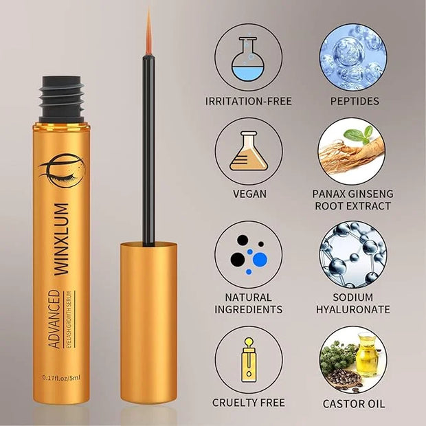 Premium Eyelash Growth Serum, Lash Growth Serum 5ML, Eyebrow Growth Serum with Peptides, Irritation-Free Eyelash Serum to ...