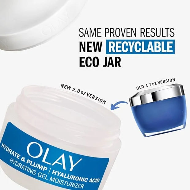 Olay Plump & Hydrate Hyaluronic Gel Face Moisturizer, 2 oz Fragrance Free Hydrating Gel Moisturizer for Dry Skin with Hyal...