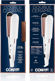 Conair Double Ceramic Flat Iron, 1 1/2-inch , White - Product Image