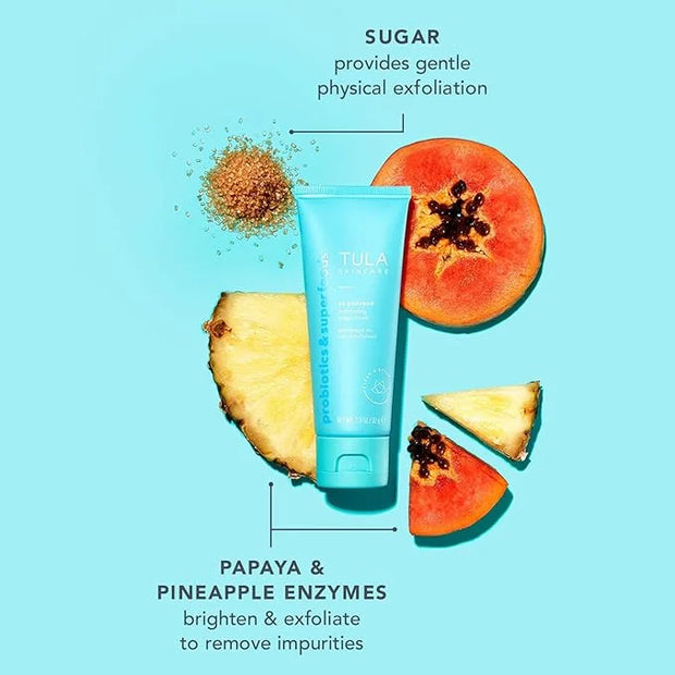 TULA Skin Care So Polished Exfoliating Sugar Scrub - Face Scrub, Gently Exfoliates with Sugar, Papaya, and Probiotic Extra...