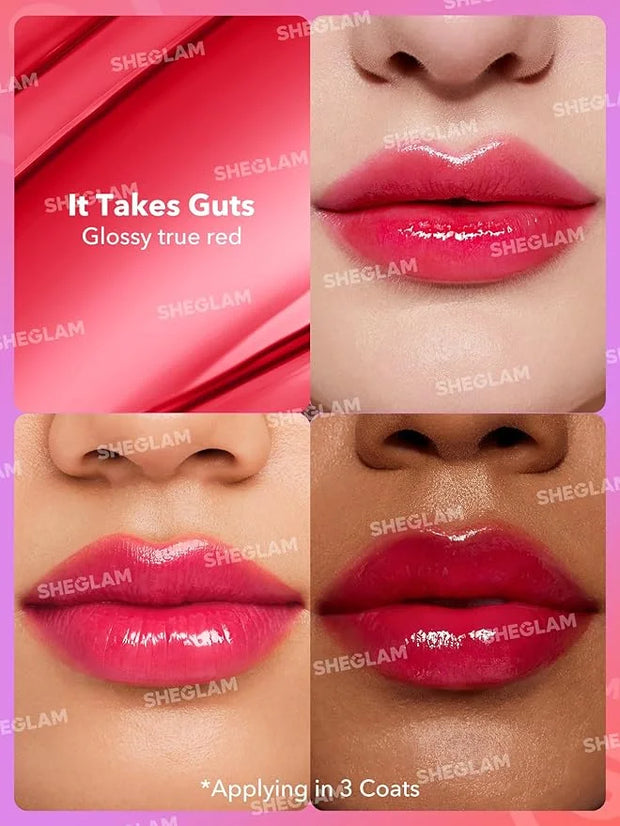 SHEGLAM Mirror Kiss High-Shine Lipstick Silky Jelly Texture Hydrated&Smooth Lip Gloss-It Takes Guts - Product Image