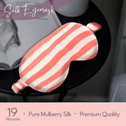 CELESTIAL SILK Mulberry Silk Sleep Eye Mask with Adjustable Elastic Strap (Normal - Adjustable, Pink/White Stripe) - Produ...