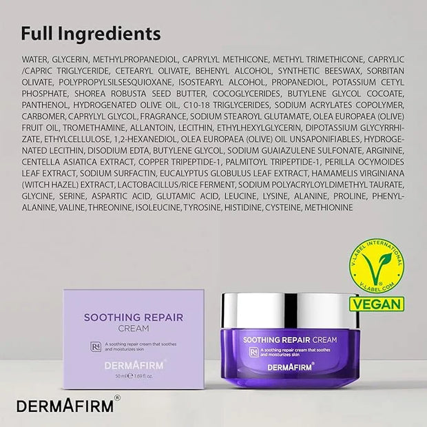 Dermafirm Soothing Repair Hydrating Face Cream R4 | Daily Face Moisturizer Facial Lotion with Eucalyptus, Peptide and Coll...