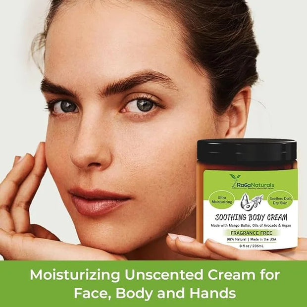 RaGaNaturals Natural Moisturizing Cream - Body & Face Moisturizer for Dry to Very Dry, Sensitive Skin - Unscented Body Cre...