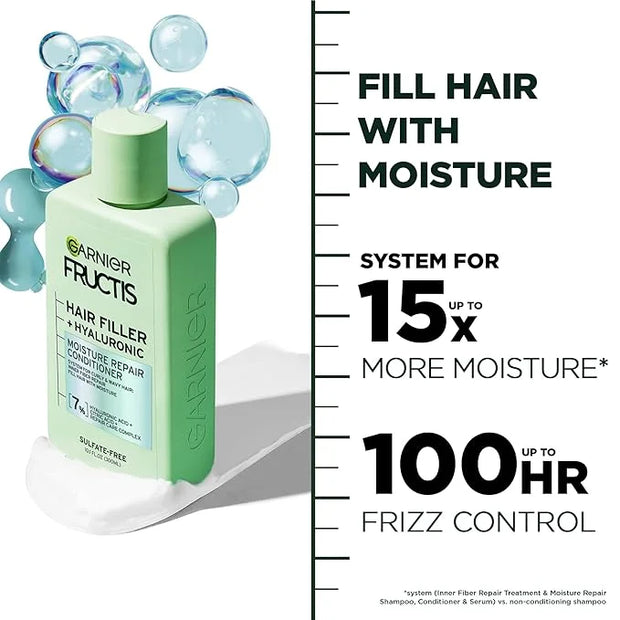 Garnier Fructis Hair Filler Moisture Repair Conditioner, Sulfate Free Conditioner for Curly, Wavy Hair with Hyaluronic Aci...