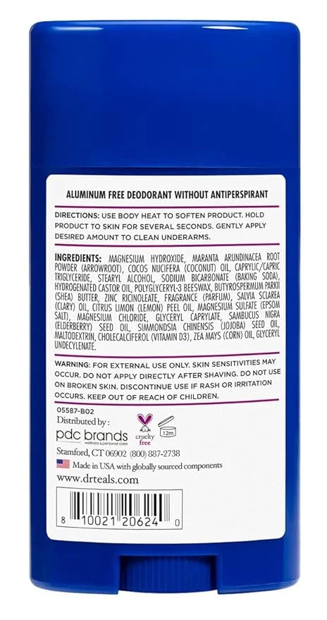 Dr. Teal's Deodorant Elderberry And Vitamin-D2.65 Ounce Aluminum-Free - Product Image