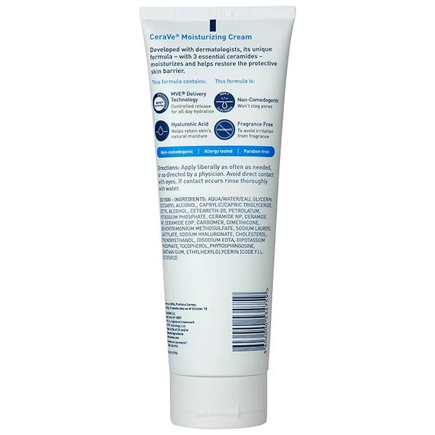 CeraVe Moisturizing Cream, Face Body Moisturizer, Normal to Dry Skin, 8 Fl Oz - Product Image