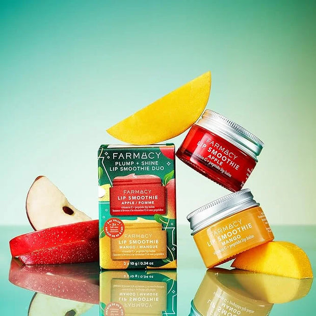 Farmacy Plump + Shine Lip Smoothie Duo - Peptide Lip Balm - Lip Moisturizer & Plumper with Vitamin C - Apple & Mango with ...
