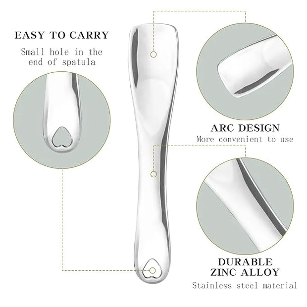 3 PCS Facial Spatula Massage Eye Roller Dark Circles Skincare Tool Face Cream Lotion Makeup Stainless Steel Applicator Wan...