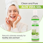 Natural Aloe Vera Gel for Hair, Scalp, Face, Dry Skin, Sunburn, & Sensitive Skin - Cold Pressed, Vegan, Unscented - Soothi...