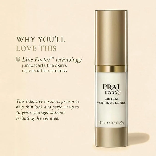 PRAI Beauty 24K Gold Wrinkle Repair Eye Serum - Anti-Aging & Anti-Wrinkle Serum - 0.5 Oz - Product Image