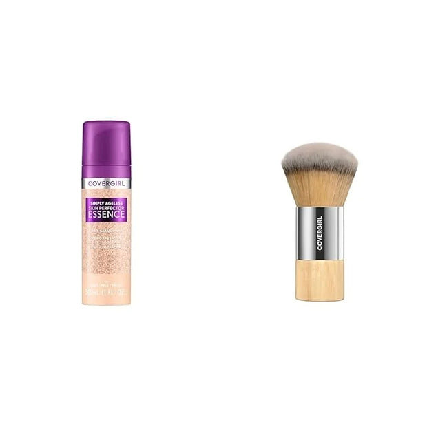 Covergirl Simply Ageless 20 Light Foundation, Blending Brush - Skincare Makeup with Bakuchiol & Tranexamic Acid Reduces Fi...