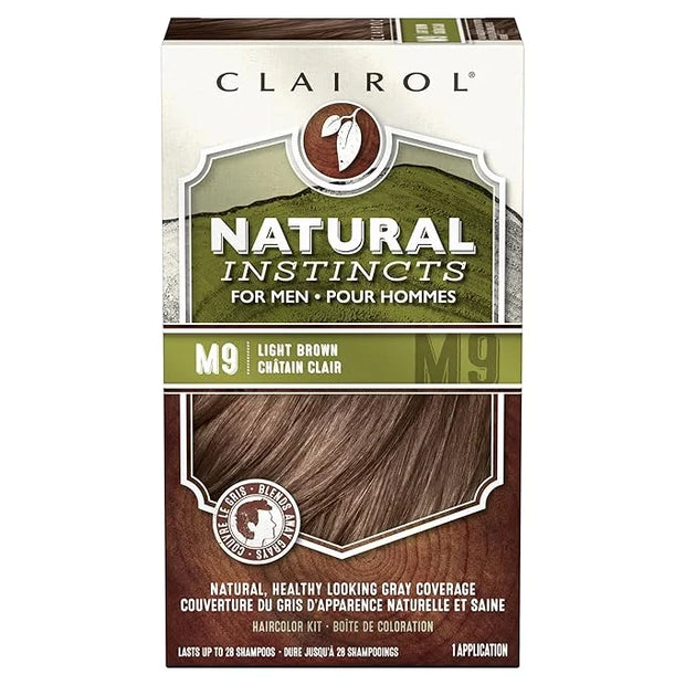Clairol Natural Instincts Semi-Permanent Hair Dye for Men, M9 Light Brown Hair Color, Pack of 1 - Product Image