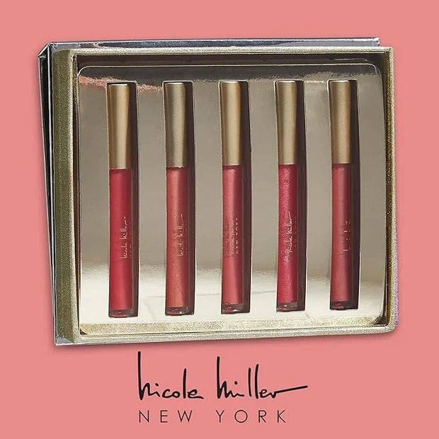 Nicole Miller Lip Gloss Collection Shimmery Glosses for Women and Girls Long Lasting Color Set with Rich Varied Colors, Si...