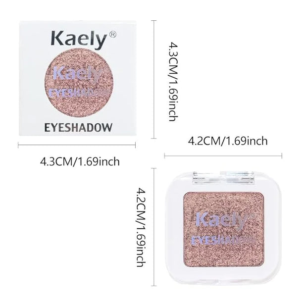 Kaely Pressed Single Eyeshadow Makeup, Amber Rush Shimmer Highly Pigmented Monochrome Eye Shadow Palette, Waterproof Neutr...