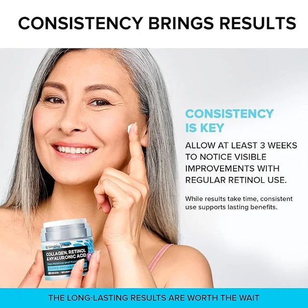 SimplyVital Collagen Face Moisturizer - Anti-Aging Retinol Cream for Face, Neck & Décolleté with Hyaluronic Acid - Made in...