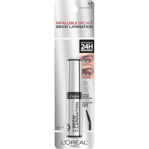 L'Oreal Paris Infallible Up To 24H Wear Brow Lamination, Water-Resistant Longwear Eyebrow Gel Make Up, Clear/Transparent, ...