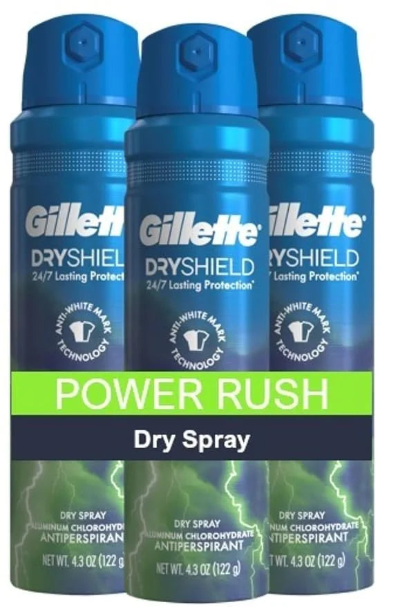 Gillette Dry Spray Antiperspirant and Deodorant for Men, 24/7 Sweat & Odor Protection, Anti-White Mark Technology, Power R...