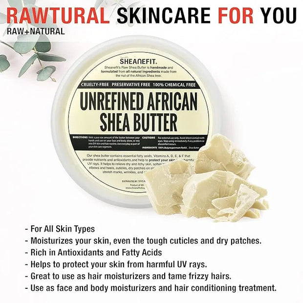 Raw Unrefined African Shea Butter, Natural Body Butter, Soft & Smooth Daily Moisturizer For Face & Body Ivory 8oz (Pack of...