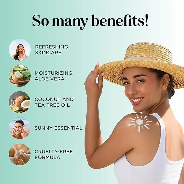 After Sun Lotion with Aloe Vera - Ultra Cooling Aloe Vera Lotion for Sunburn Hydration with Cocoa Butter & Rosehip Oil - H...